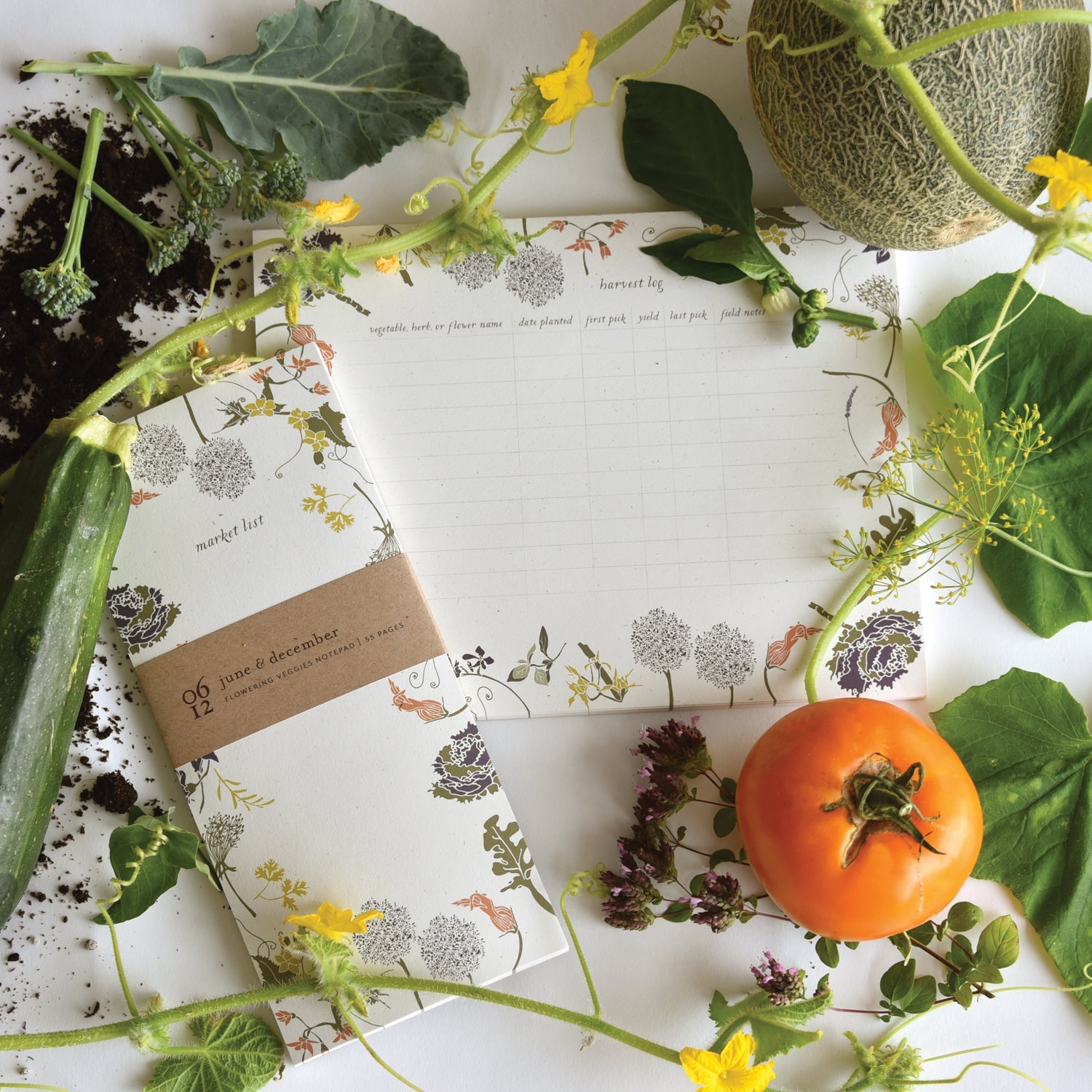 Flowering Veggies Market List Notepad