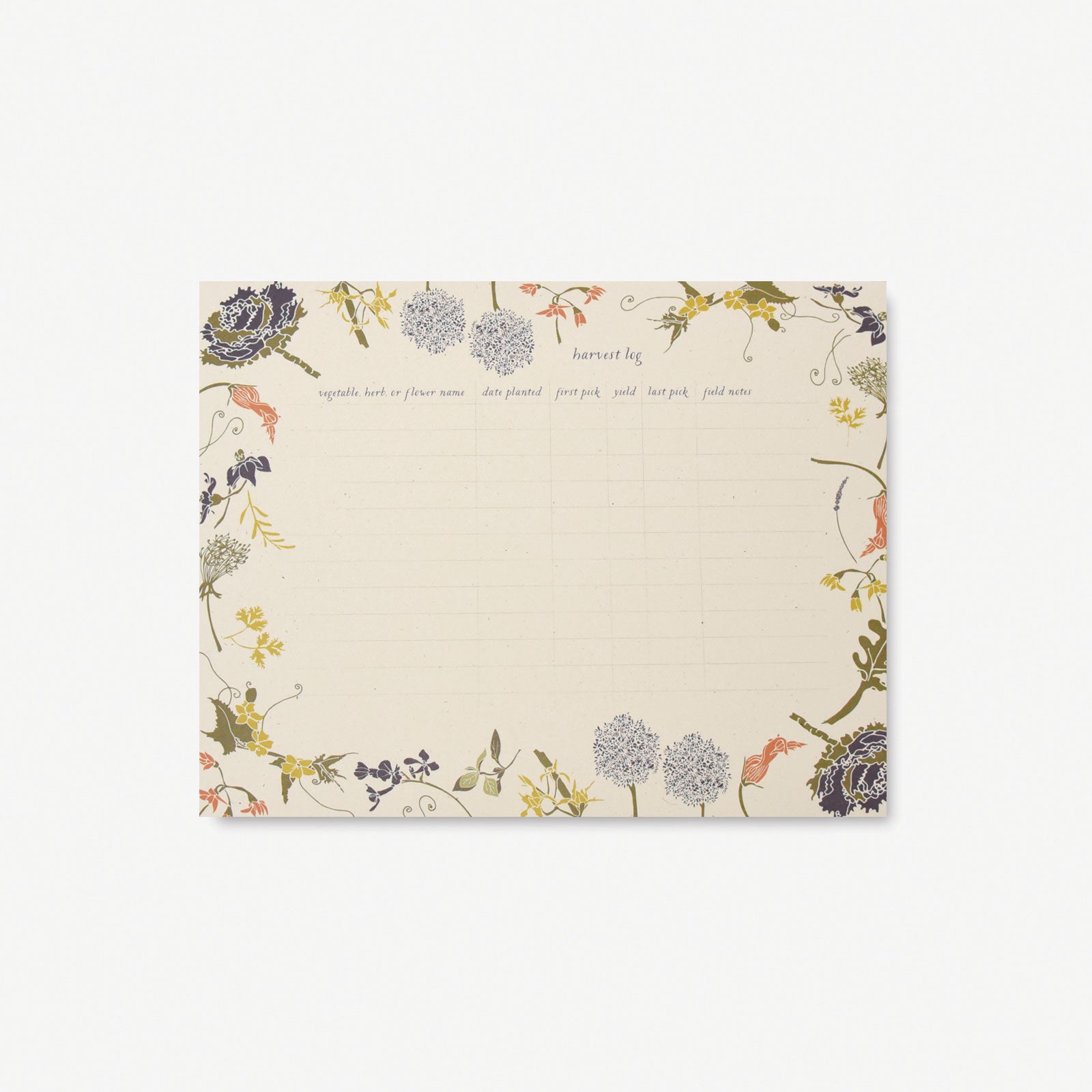 Flowering Veggies Harvest Log Desk Pad